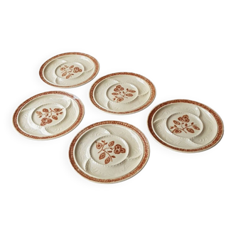 Set of 5 vintage fondue plates 1970