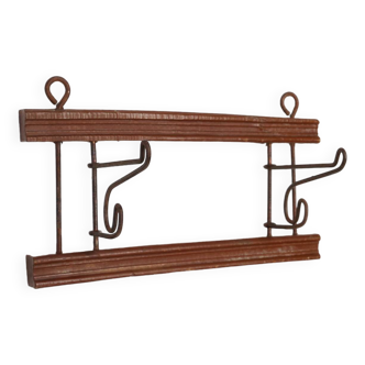 French Art Deco folding wall mount coat rack, ca. 1930