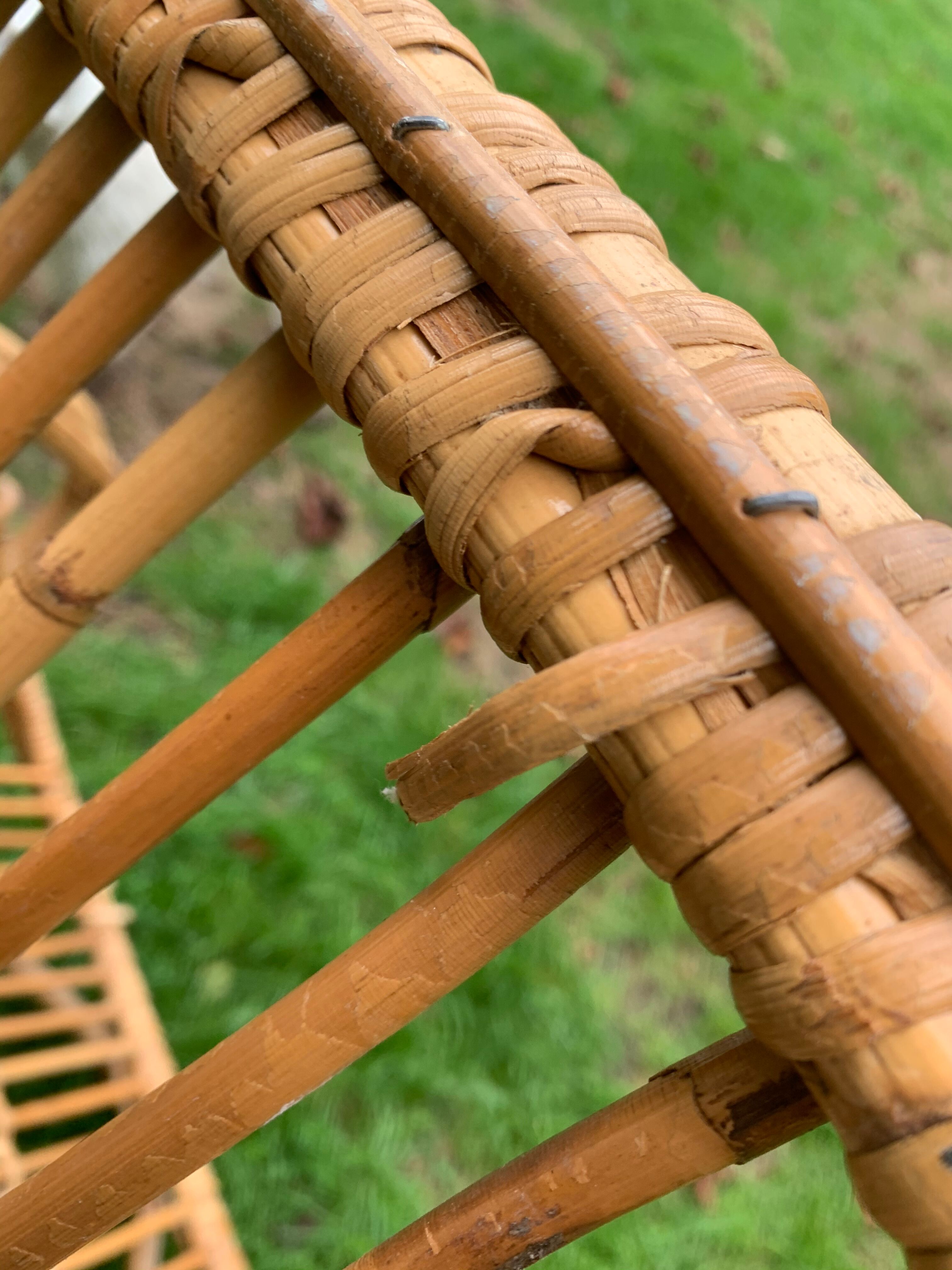 Vintage rattan and bamboo sofa bench