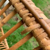 Vintage rattan and bamboo sofa bench