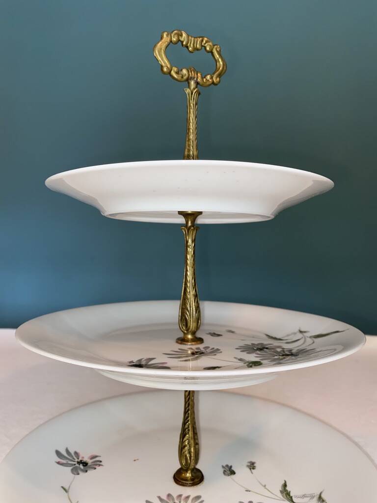 Silent Servant 3-Tiered Limoges Porcelain – Floral Decoration "Montjoie"