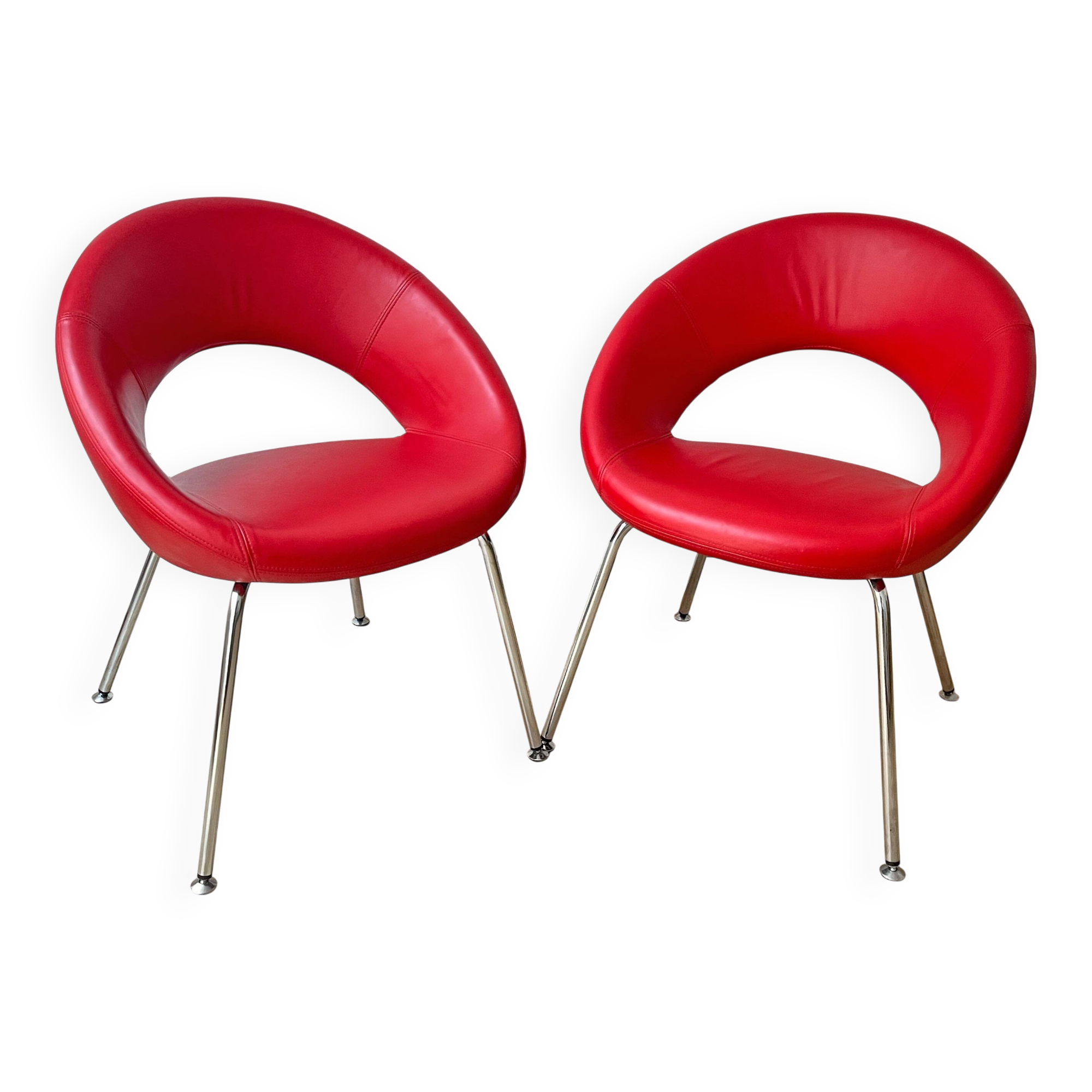 Chaise Artifort Nina vintage, cuir rouge, René Holten années 1990