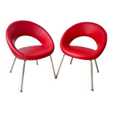 Vintage Artifort Nina Chair, Red Leather, René Holten 1990s