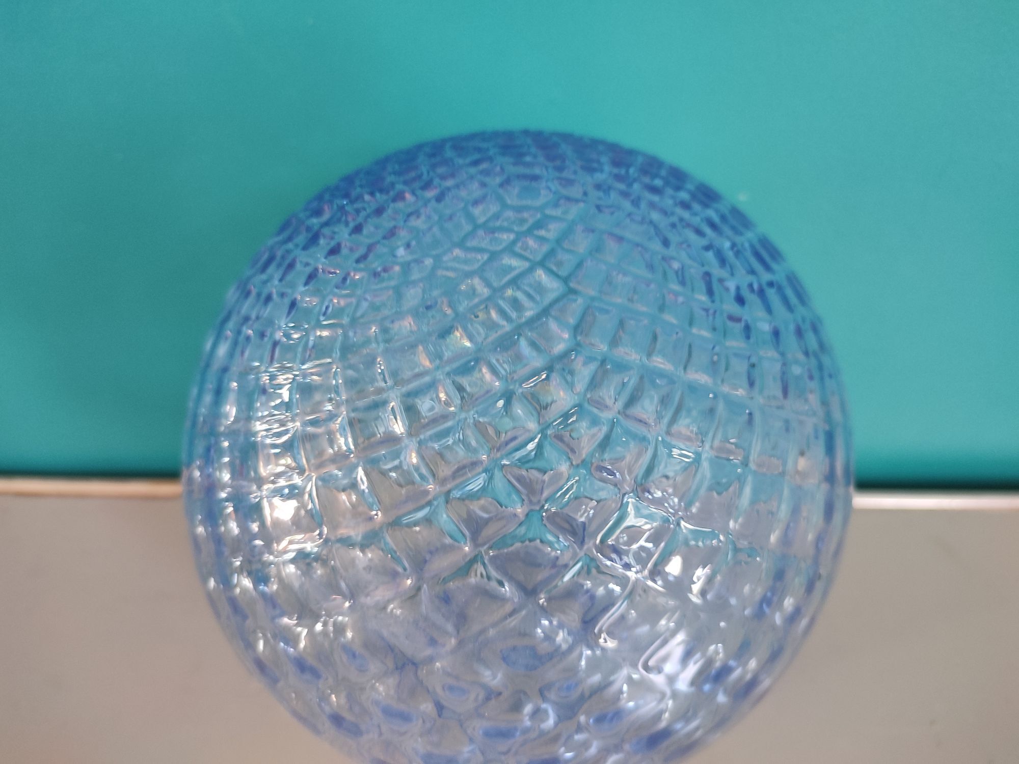 Old luminaire blown glass color blue ball