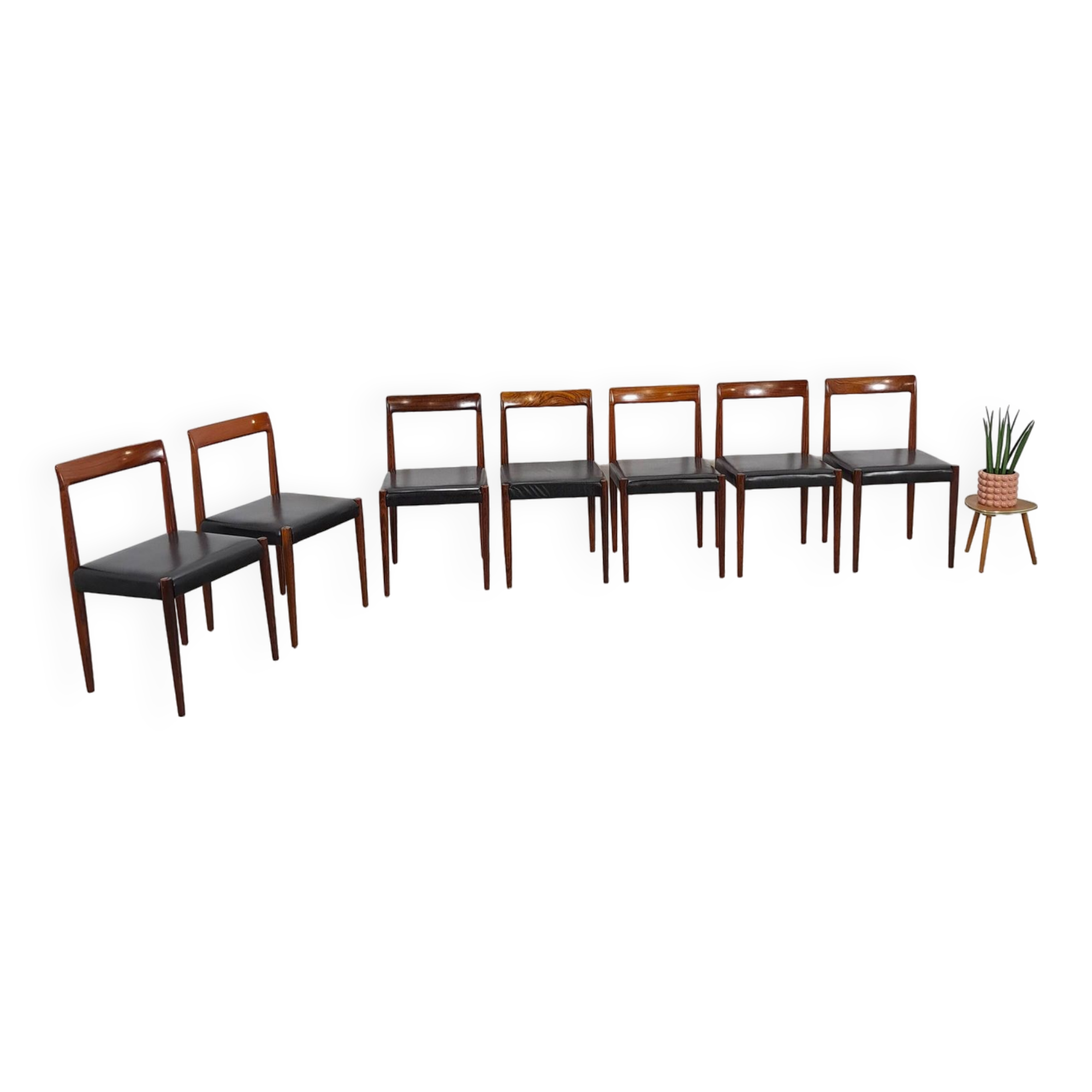 Ensemble design de chaises Lubke en bois de rose 7x