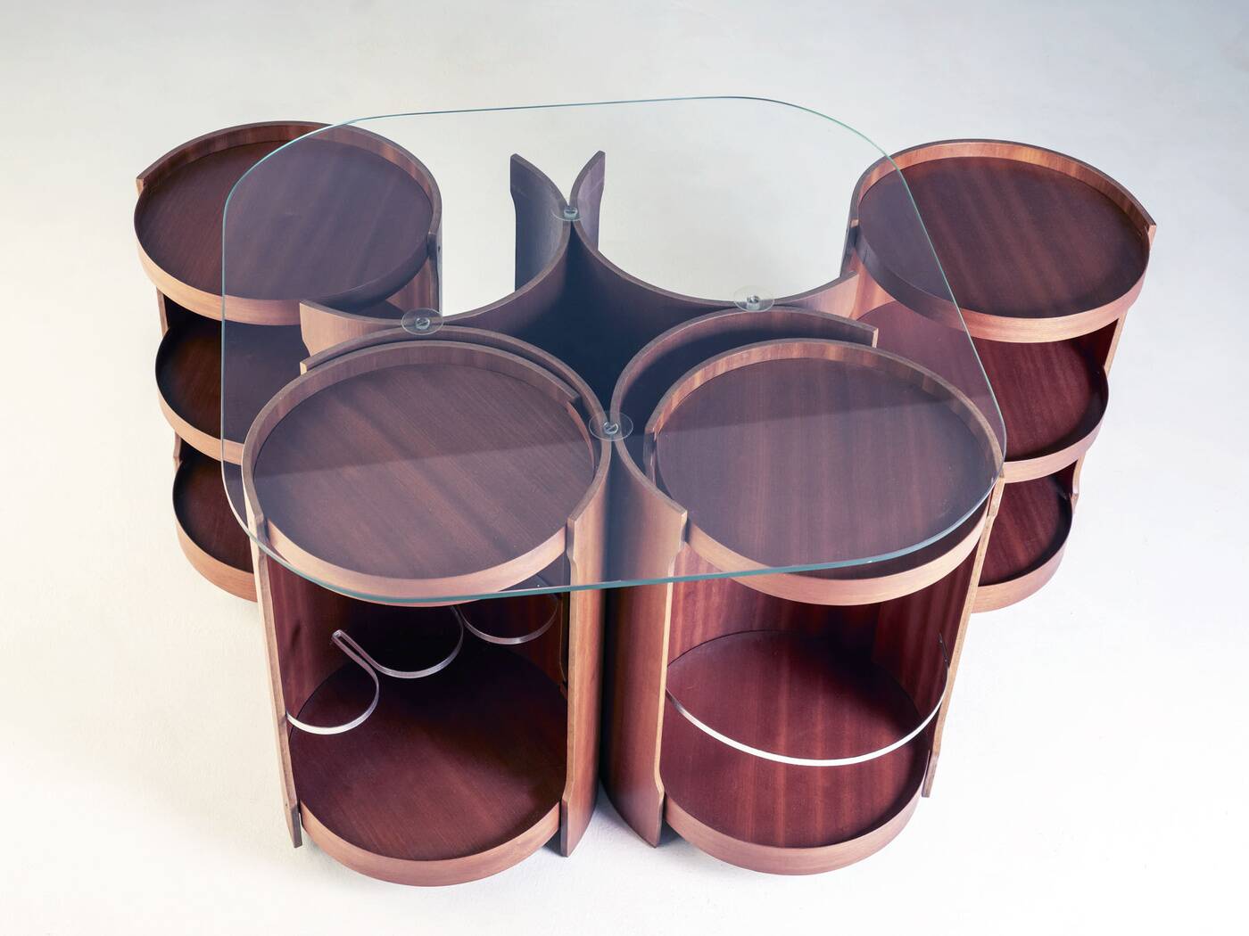 Modular coffee table model 0635, Dřevotvar Nová Paka, 1977