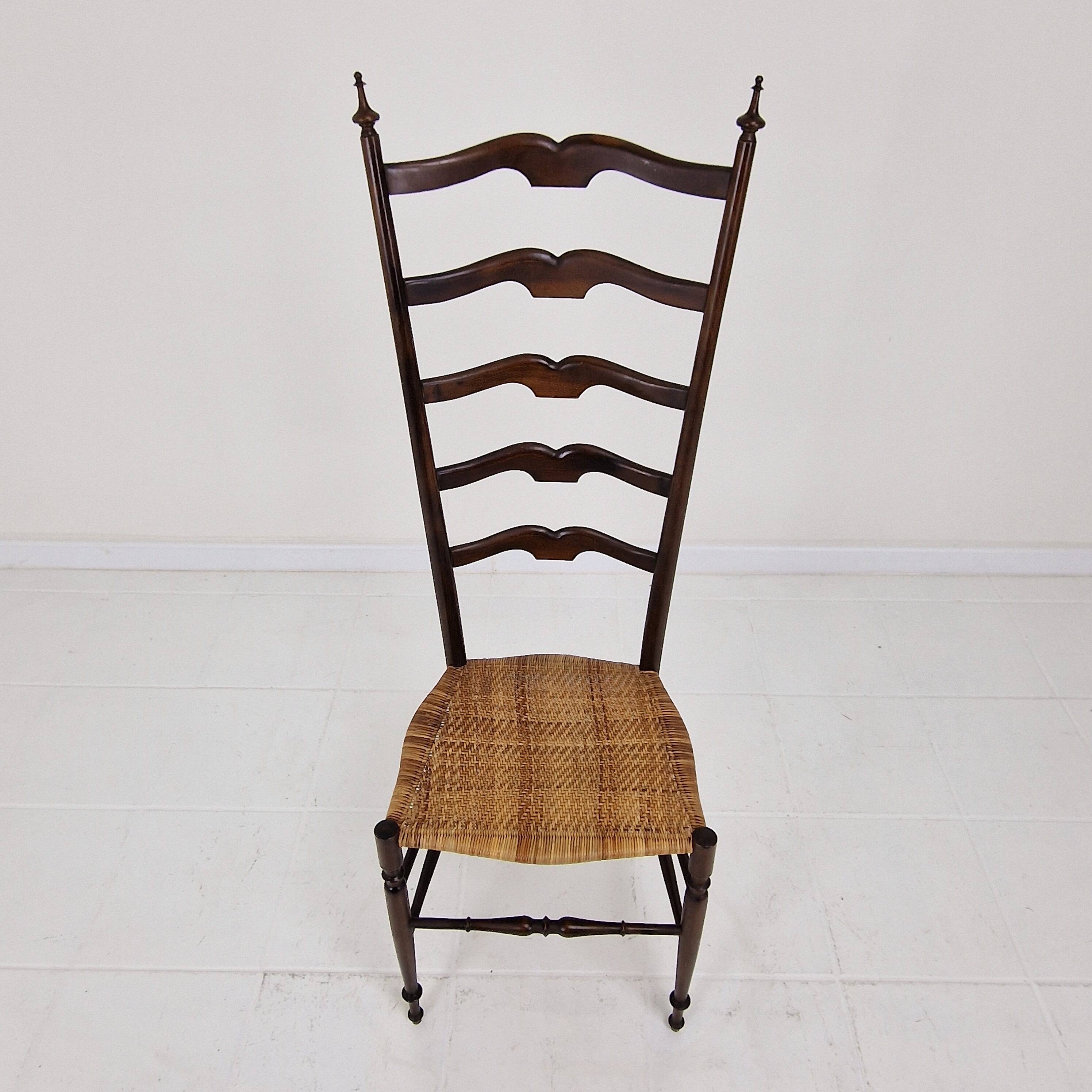 Mid Century High Back Chiavari Ladder Chair, Italy 1950's