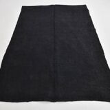 5x7 Dark Navy Blue Solid Turkish Vintage Kilim Rug For Bedroom, 156x223 Cm