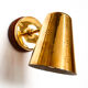 Old conical brass wall lamp, perforated lampshade