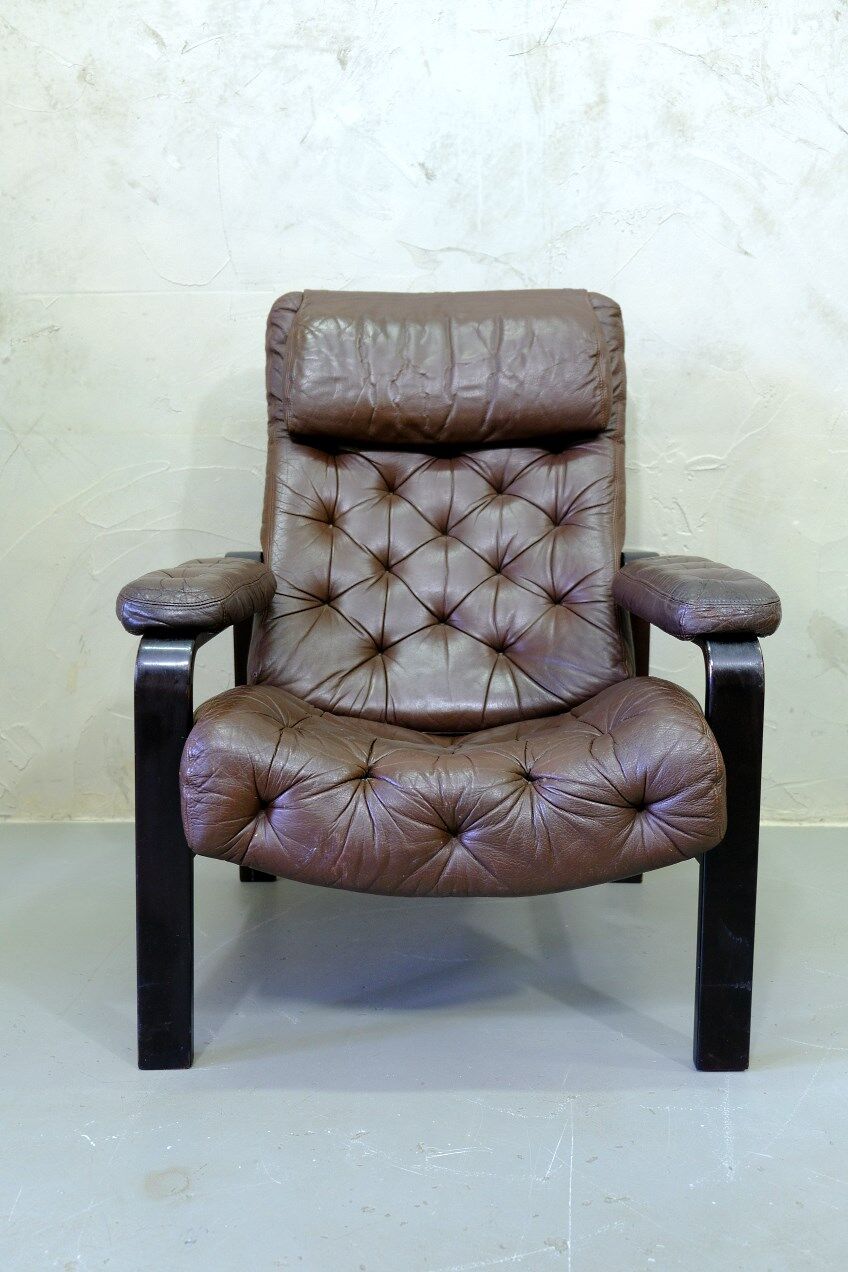 Mid-century Finnish leather lounge chair by Oy BJ Dahlqvist for BD Furniture, 1960s