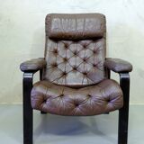 Mid-century Finnish leather lounge chair by Oy BJ Dahlqvist for BD Furniture, 1960s