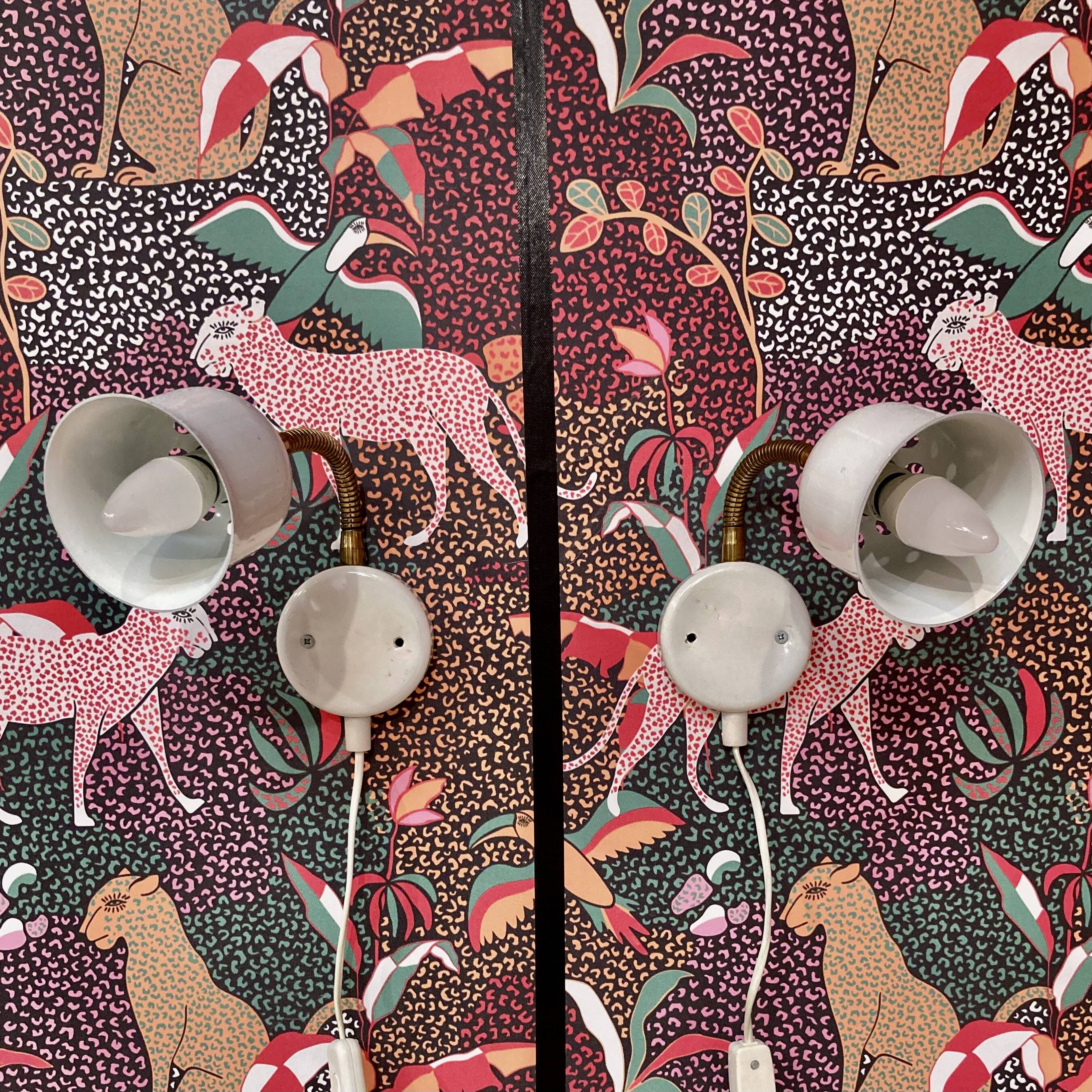 Pair of modular wall lights Scandinavian design 1960.