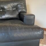 Sofa 3 places Genuine black leather brand ERTON