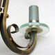 Pair of art deco lacquered metal, brass and glass wall lights