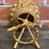 Vintage 50s Tiki Rattan Lamp + Woven Natural Fibre Ball
