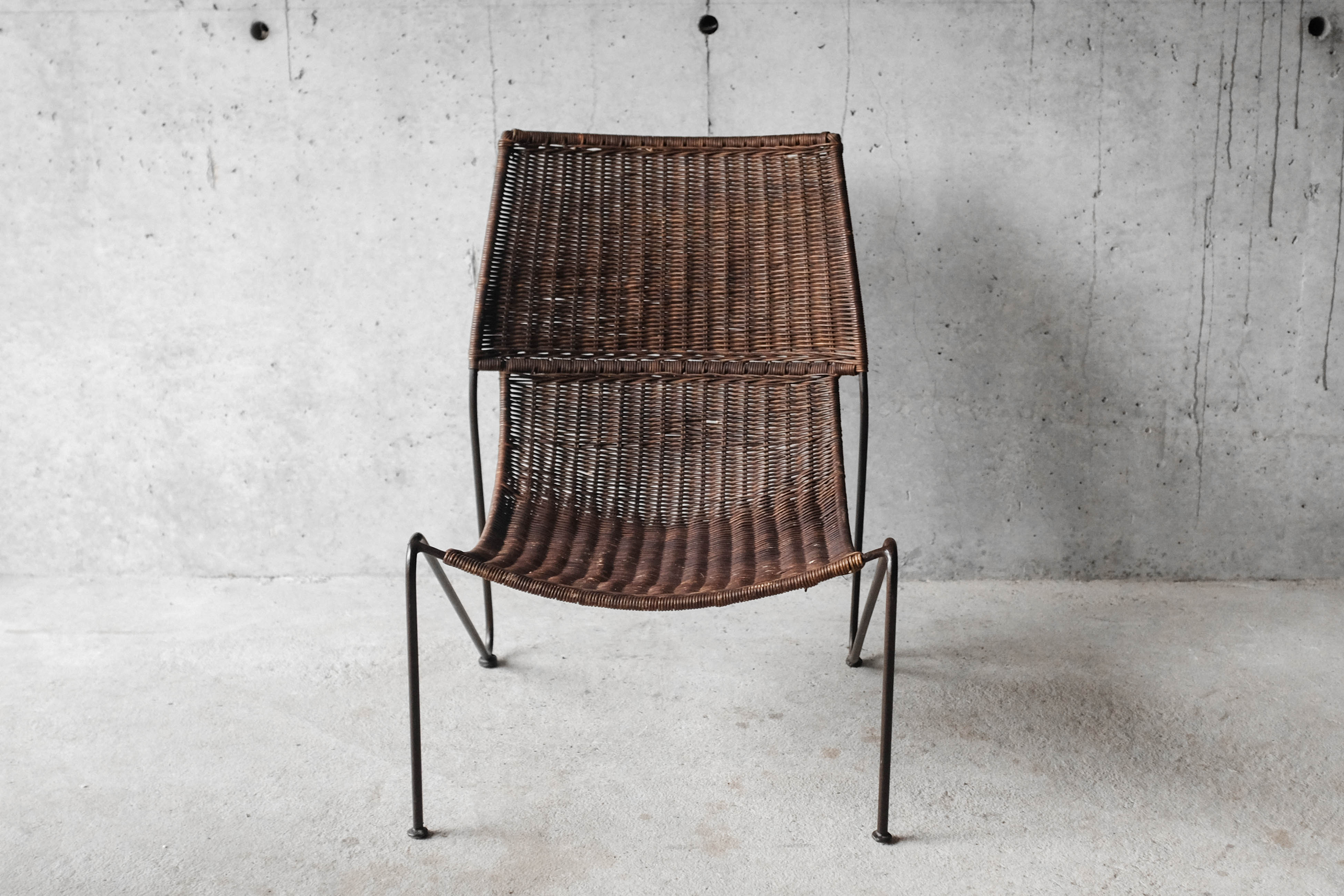 Frederick Weinberg USA rattan chair and metal structure, 1950