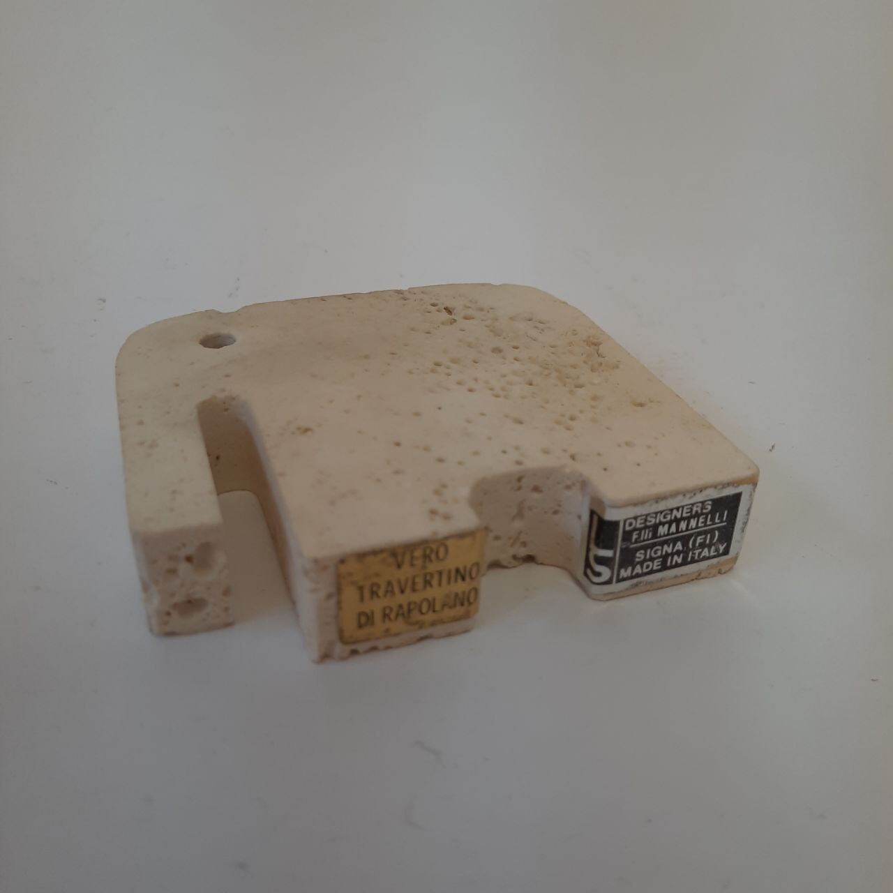 Three elephant statuettes travertine paperweight - Fratelli Mannelli made in Italy - vintage