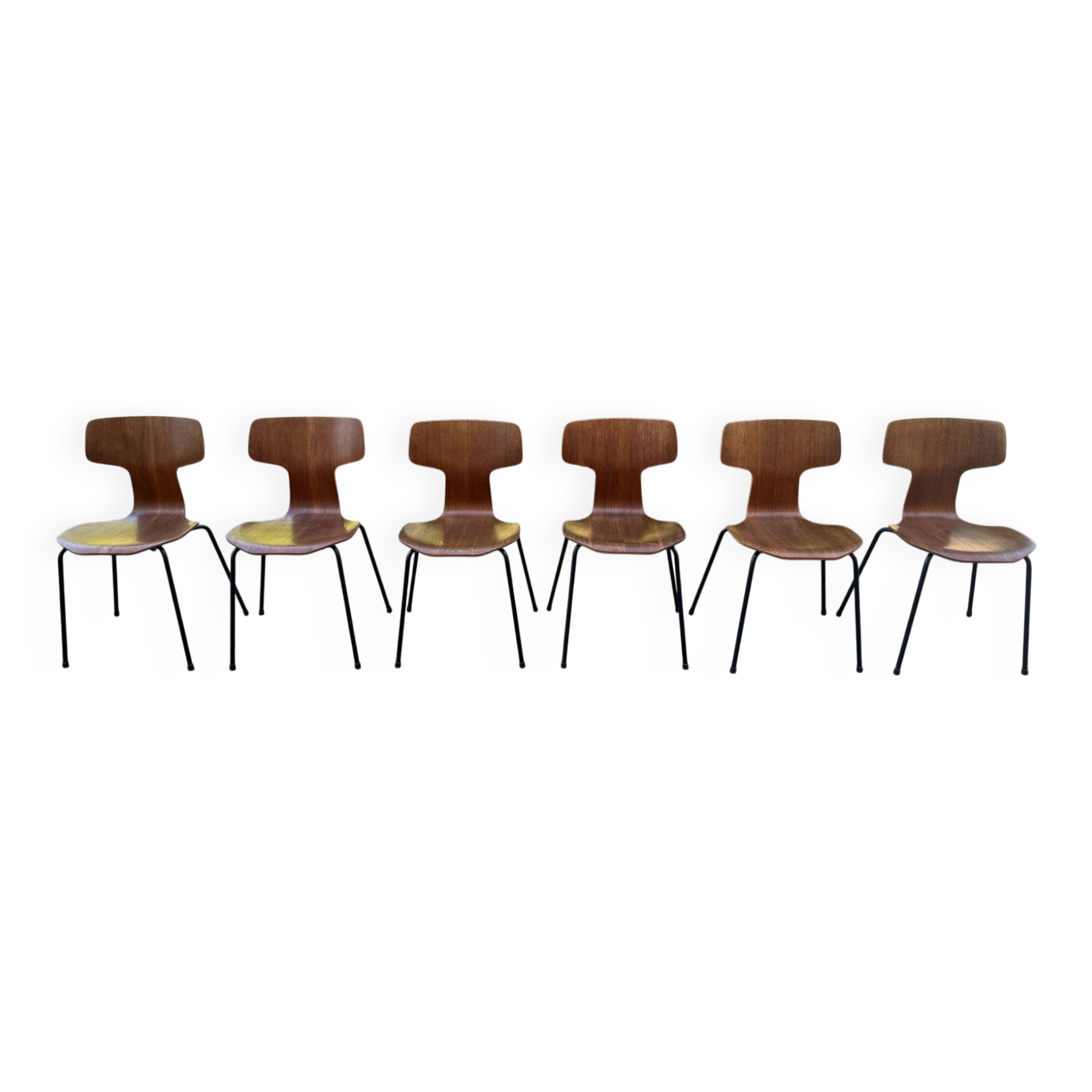 Lot de 6 chaises scandinave Fritz Hansen 1960