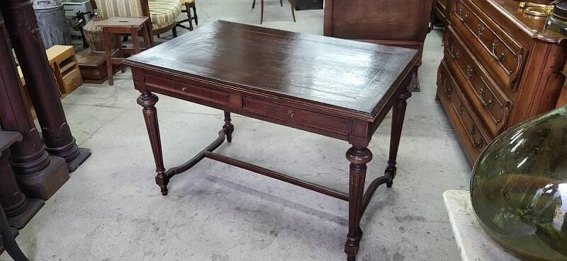 Table bureau 2 tiroirs en chene du xix ème siecle