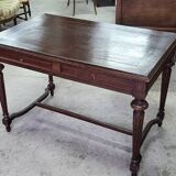 19th century oak desk table with 2 drawers