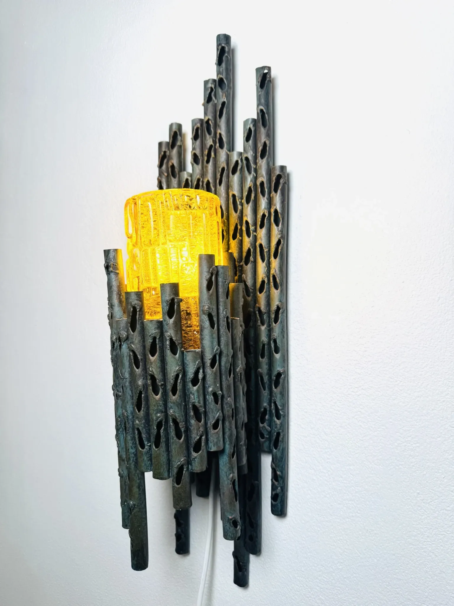 Brutalist Wall Lamp By Marcel Fantoni For Fantoni Studio Firenze, Italy, 1960S