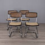 Set of 4 vintage 1960s metal and vienna straw chairs by italian design