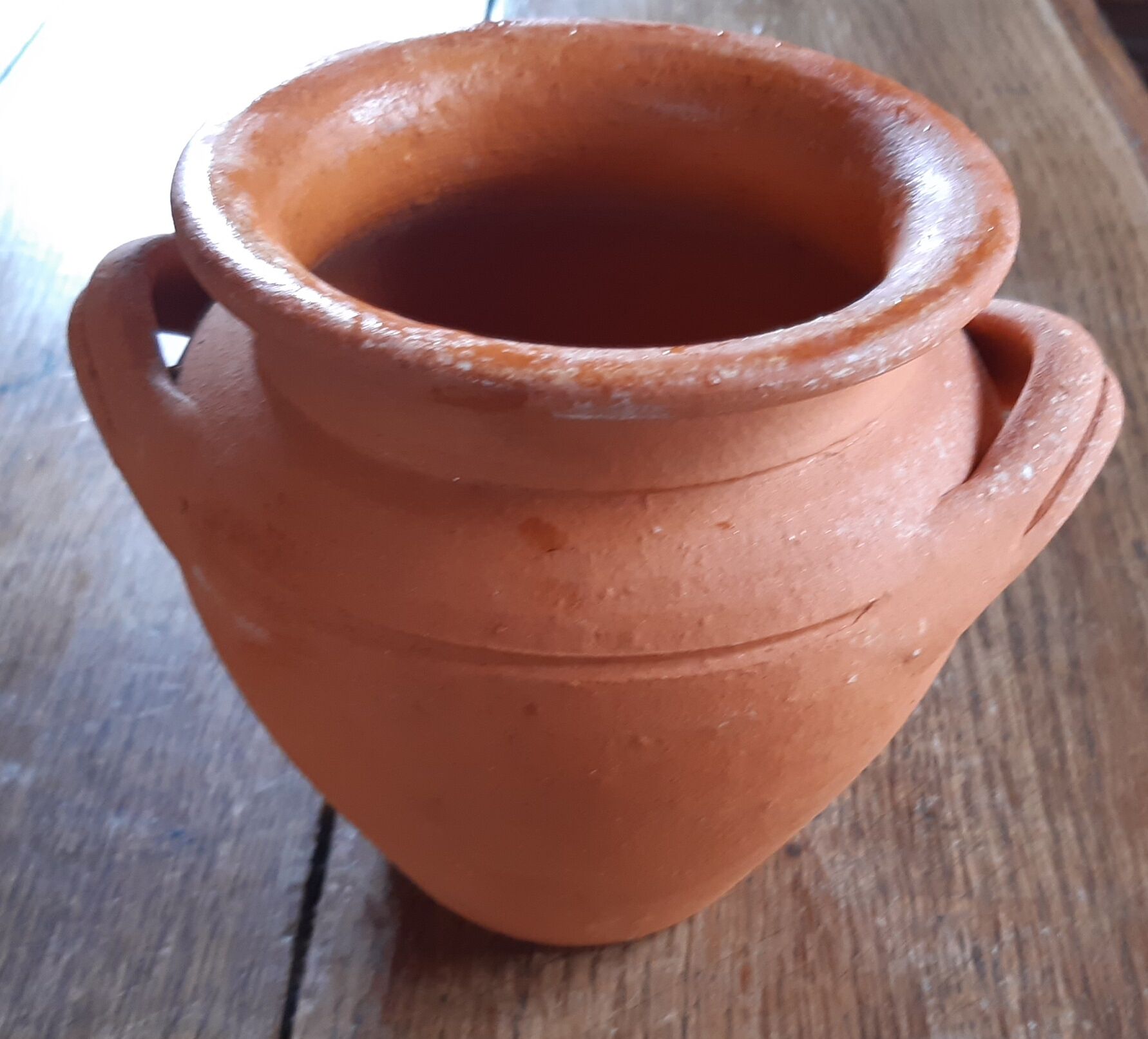 Terracotta vase with two handles