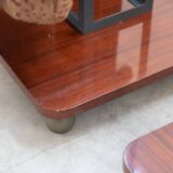 Wooden and brass coat rack, set of 4, 1970s