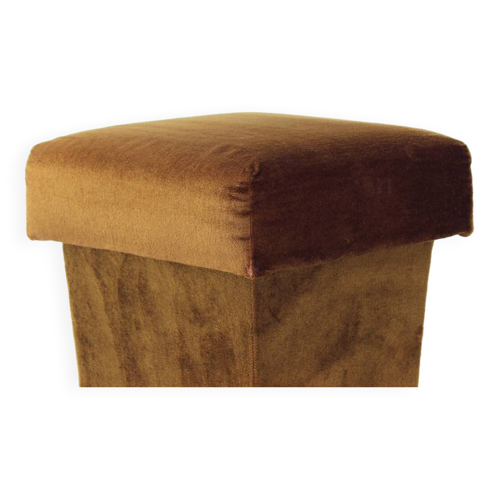 Tabouret vintage en velours marron, Tchécoslovaquie 1960