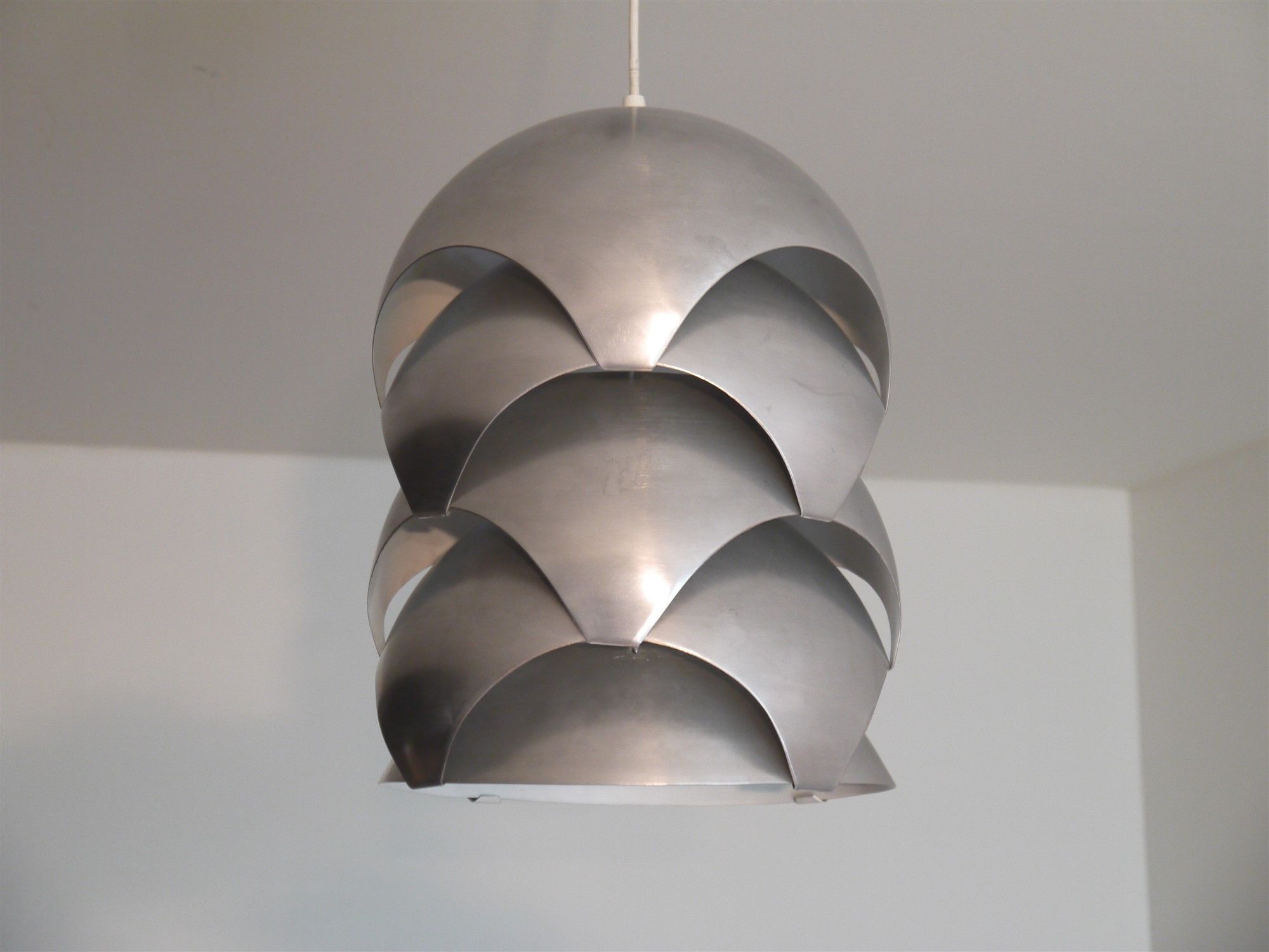 Aluminum pendant lamp by Sven Ivar Dysthe for Sonnico 1960