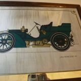 Screen-printed mirror of old car "1904 Mercedes 40" vintage 1970s