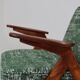 Fauteuil scandinave Space Age en bois et tissu vert