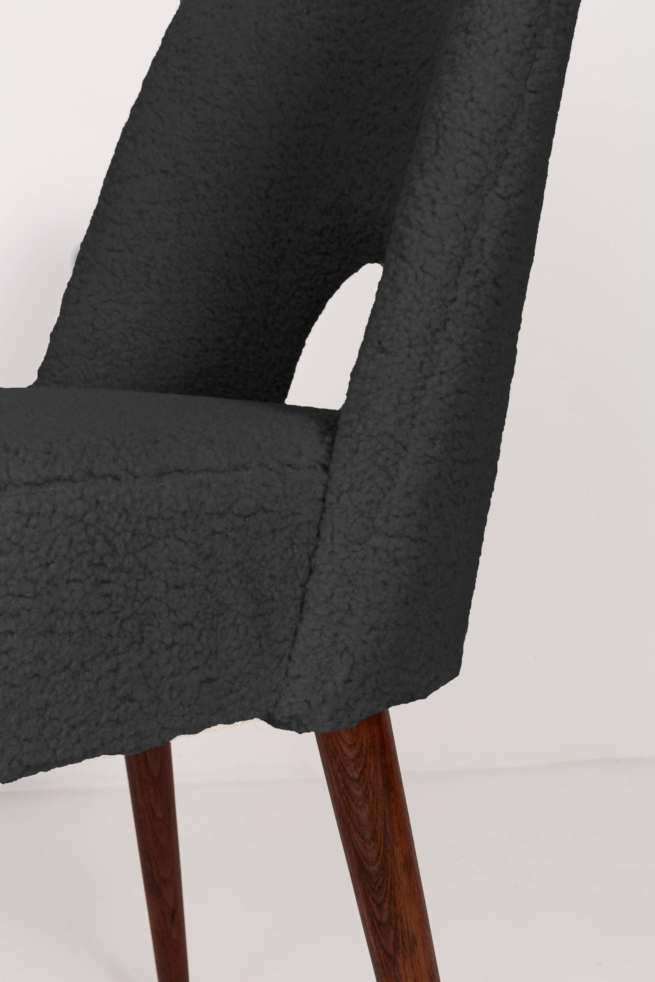 'Shell' chair in dark grey boucle, 1960s