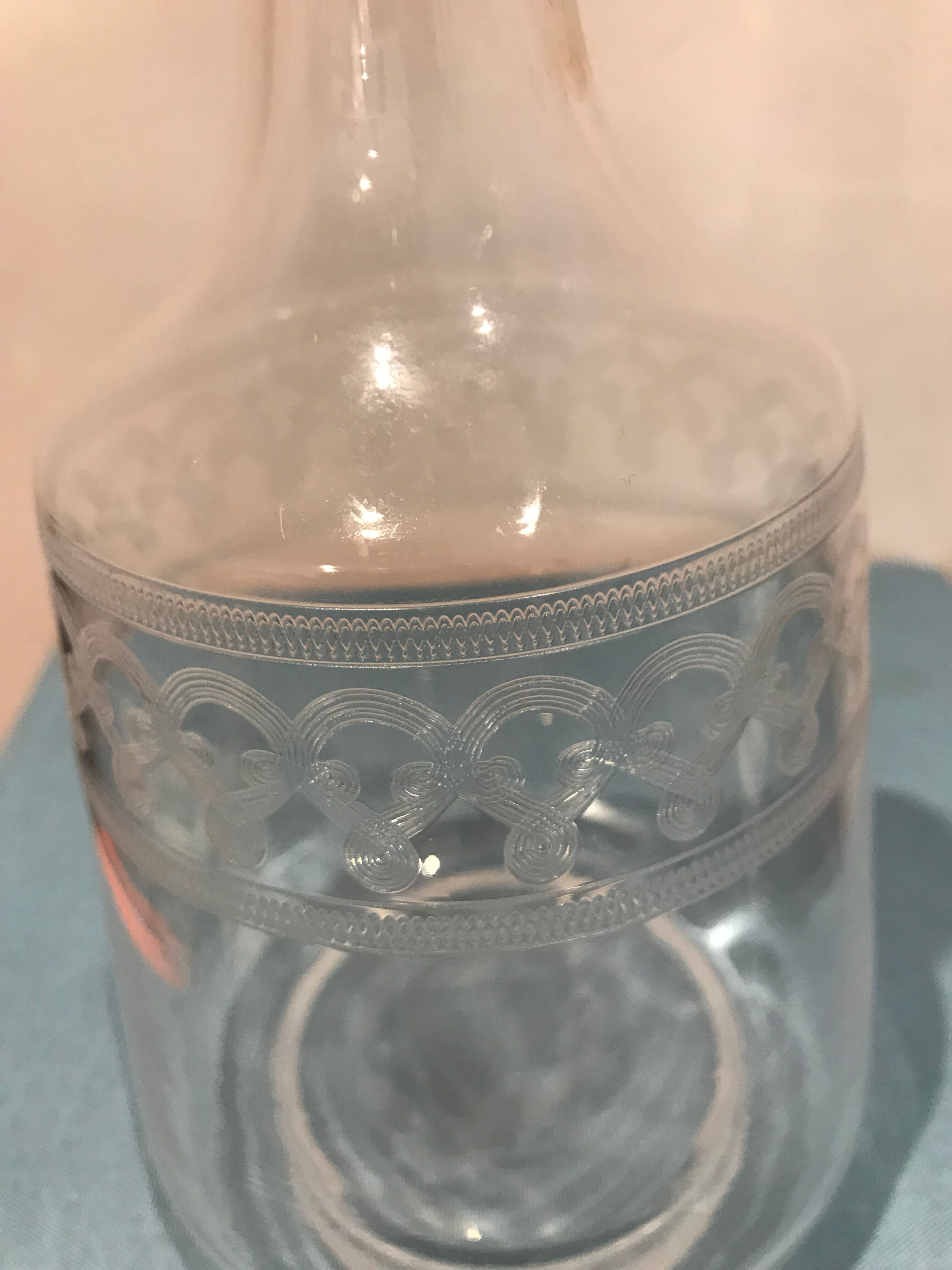 Pair of ancient carafes numbered Crystal Baccarat