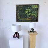 Paire de lampes céramiques forme libre triangle