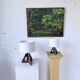 Pair of ceramic lamps in free-form triangle shape