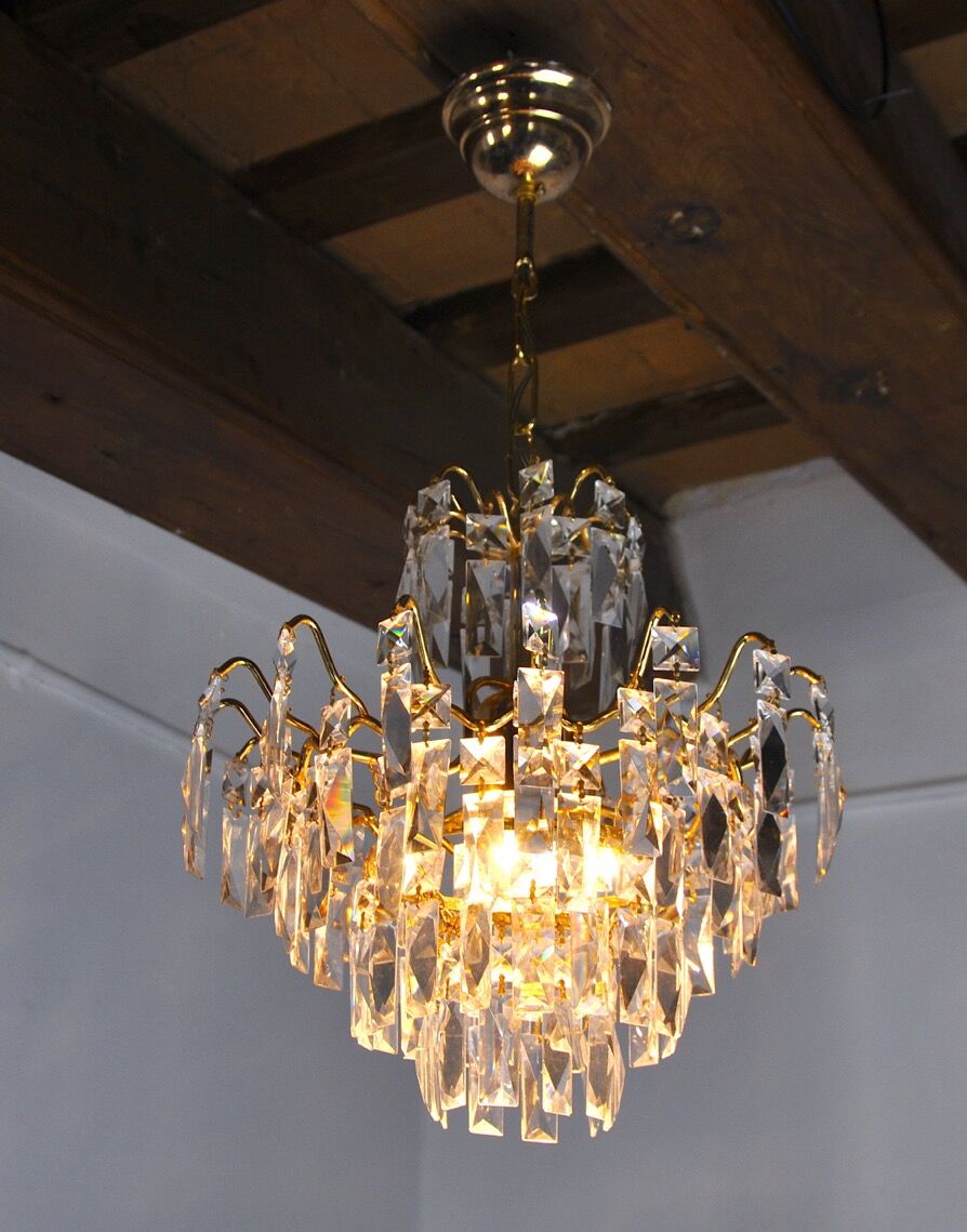 Regency chandelier, cut crystals, Spain, 1980