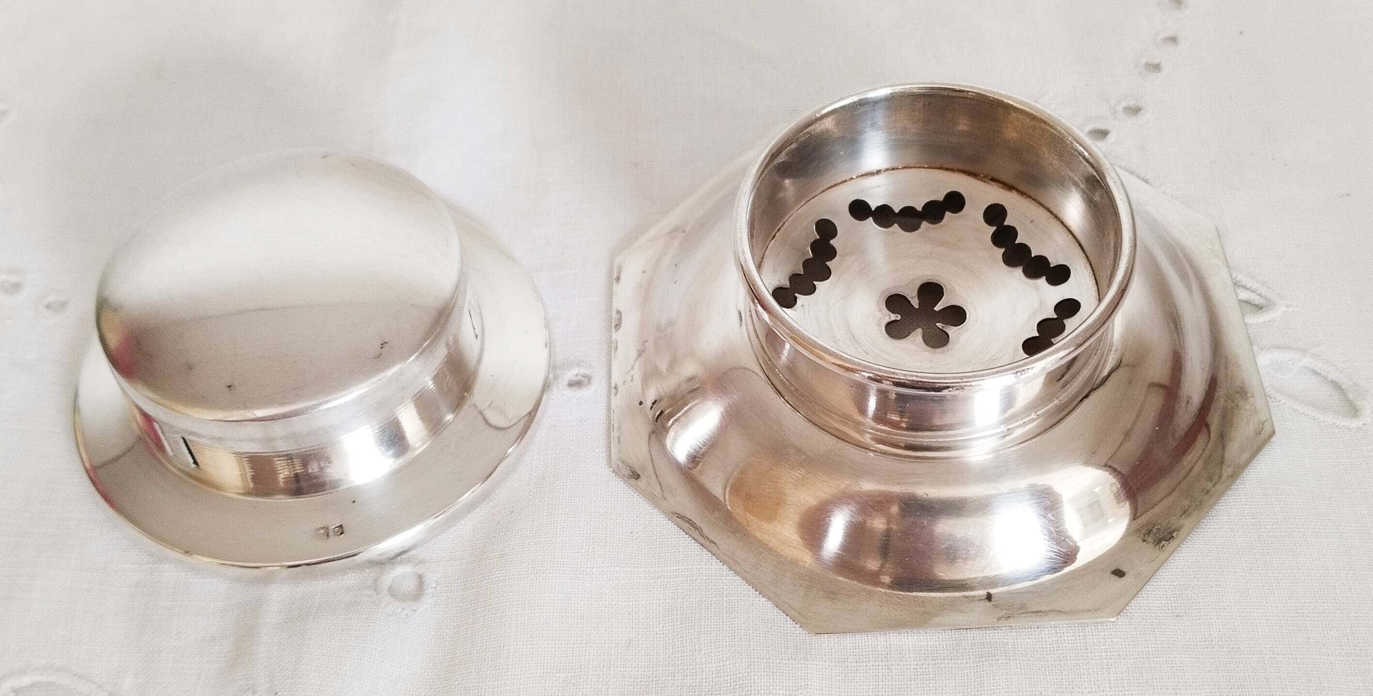 Antique Coquillor Junior butter dish in silver metal