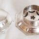 Antique Coquillor Junior butter dish in silver metal