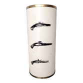 Beige Varnished Metal and Brass Umbrella Stand Attr. to Fornasetti