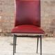 Chaise acier & skaï bordeaux années 50