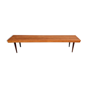 Banc en bois massif du milieu du siècle avec pieds en bois ébonisé, Italie