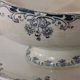 Saucière sur pied en terre de fer bleu/vert modèle "Mignon", H & Cie Sarreguemines