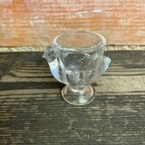 Vintage egg cup, hen shape, clear molded glass