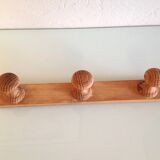 Vintage three-headed wooden coat rack from the 60s and 70s