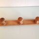 Vintage three-headed wooden coat rack from the 60s and 70s