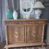Old sandblasted walnut low sideboard