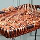 Rectangular wicker basket tray, rope & wood