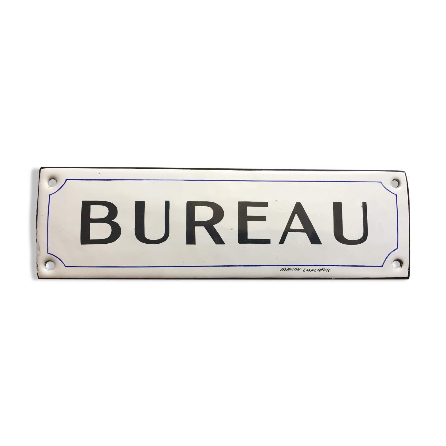 Old enamelled plate "Bureau" 6x20cm