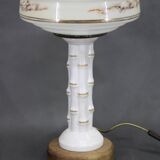 1940s Restored Ceramic Table Lamp with Glass Shade